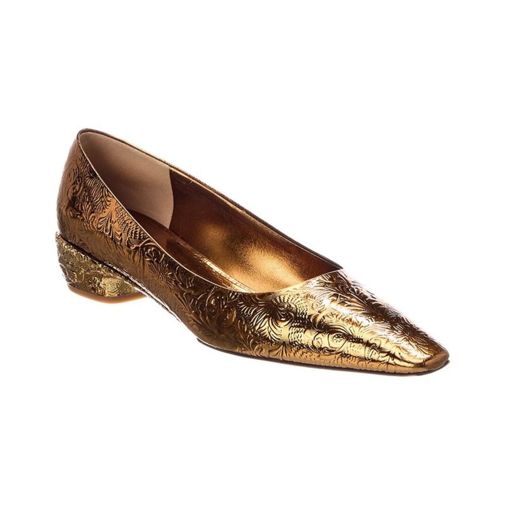 Ferragamo Riace Leather Pump, Metallic
